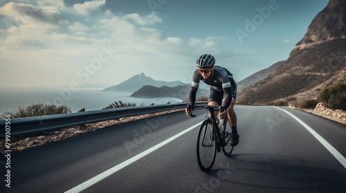 Professional male cyclist road bicycle racer in action © inthasone