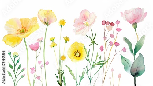 Vibrant Floral Arrangement on White Background Generative AI © Alex