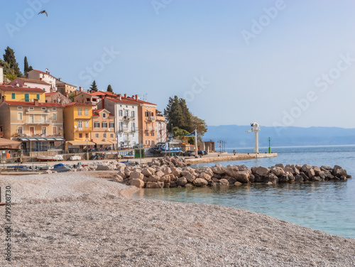 Moscenicka draga, Istria, Croatia. Beautiful seascape, tourism, the coast of a historical city, clean climate, healthy lifestyle. photo