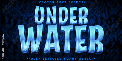 Cartoon Blue Under Water Vector Fully Editable Smart Object Text Effect