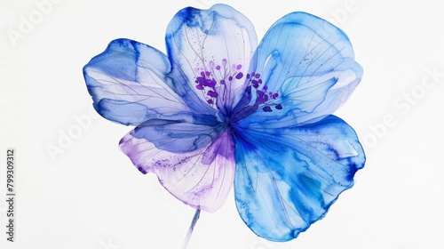 Watercolor Floral Bloom on White Background Generative AI