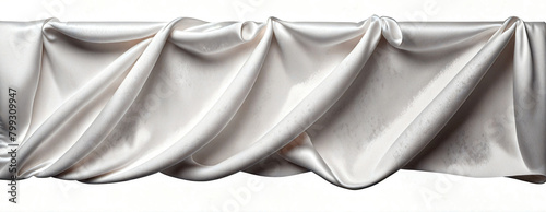 Canvas of white satin fabric with pleats on white background. AI generative.