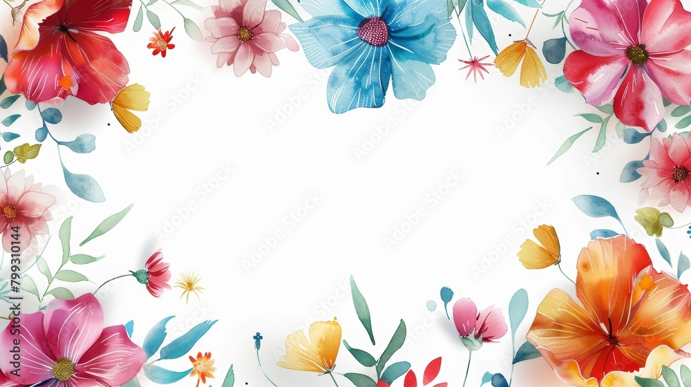 Colorful Watercolor Flowers Banner for Mother's Day Generative AI