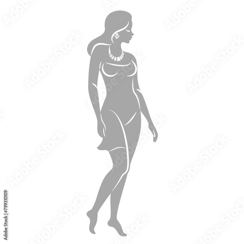 Silhouette of a woman in style. The girl is slender and beautiful. Lady is suitable for aesthetic decor, posters, stickers, logo. Vector illustration © Nataliia