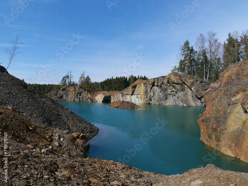 Old abandoned Orijärvi mine on a sunny day