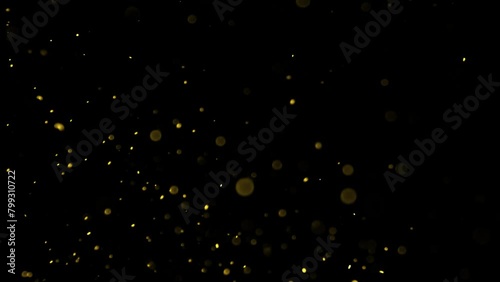 golden waves motion abstract of particles gold dust with stars on black background. wave background gold movement, seamless loop in 4k resolution. photo