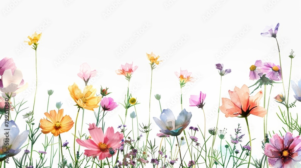 Summer Meadow Floral Border Design Generative AI