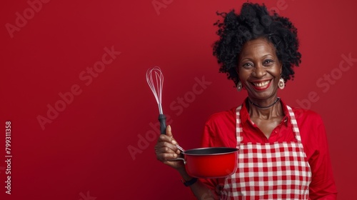 Smiling Woman with Cooking Utensils photo