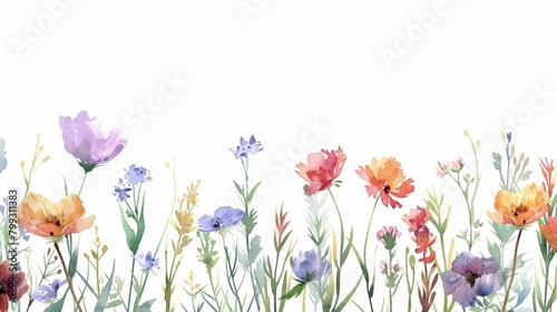 Summer Meadow Floral Border Design Generative AI © Alex