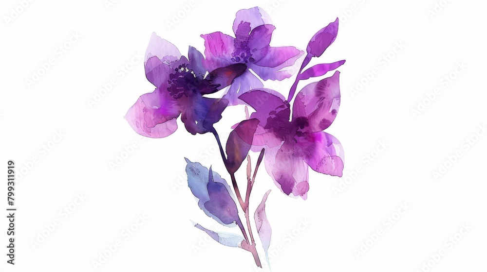 Watercolor Flower Bouquet on White Background Generative AI