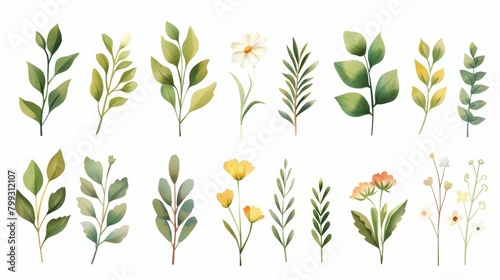 Watercolor Floral Elements for Wedding Decor Generative AI