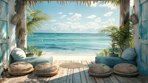 Relaxation Themed D Rendering Unwind and Recall Vacation Memories photo