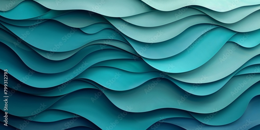 Fototapeta premium Waves of teal and navy on a modern abstract background, suggesting motion