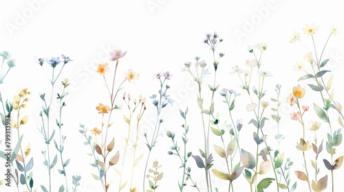 Delicate Floral Arrangement on White Background Generative AI