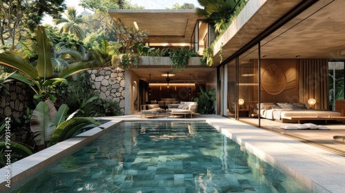 Tranquil D Rendering of a Secluded Holiday Retreat Perfect for Relaxation © Sittichok