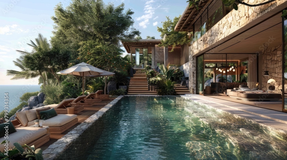 Holiday Retreat A Serene D Rendering of Secluded Coastal Luxury