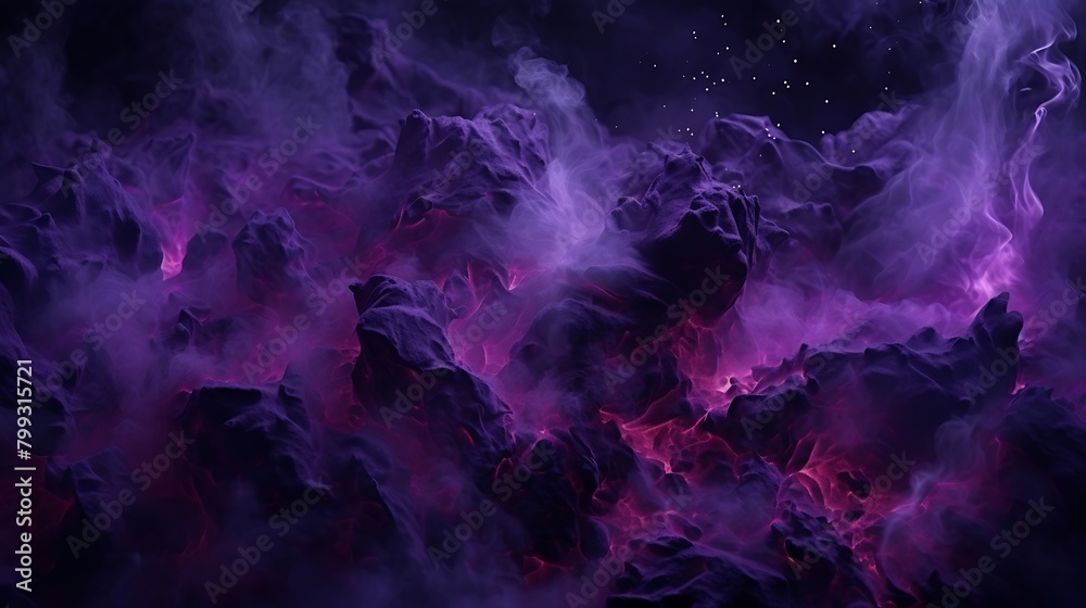 Enigmatic Elegance: Purple Smoke Wisps Dance Against Dark Canvas, Evoking Mystery and Intrigue in Mesmerizing Visual Symphony