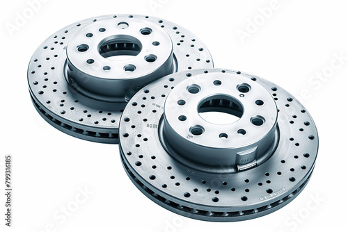 Two Brake Discs on White Background