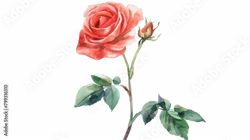 Delicate Watercolor Rose Composition Generative AI