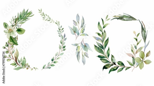 Watercolor Floral Wreath for Wedding Invitations Generative AI