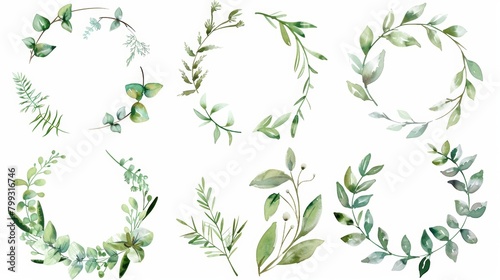 Watercolor Floral Wreath for Wedding Invitations Generative AI