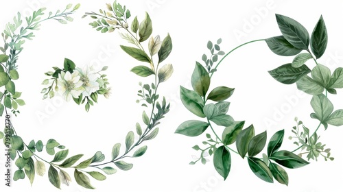 Watercolor Floral Wreath for Wedding Invitations Generative AI