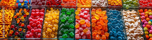 Vibrant Assortment of Colorful Candy Treats in a Confectionery Display