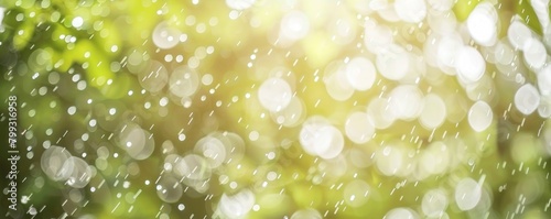 Blurred background of rainwater dripping and forming abstract sparkles