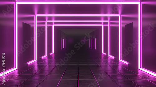Neon-Lit Corridor With Purple Glow