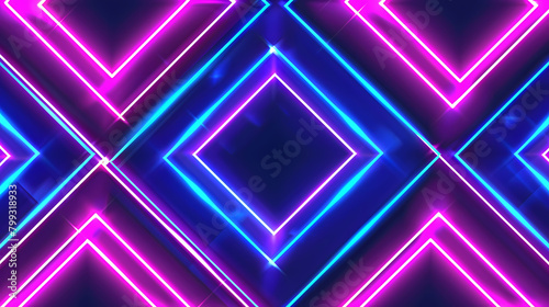 Neon Lights Display With Vibrant Pink and Blue Geometric Patterns