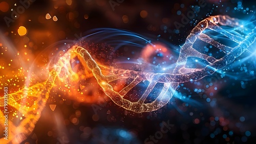 AI in healthcare using DNA double helix with digital elements for research. Concept AI in Healthcare, DNA Double Helix, Digital Elements, Research, Technology