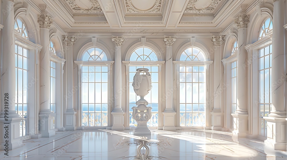 a captivating AI image featuring a symmetrical layout of a luxurious room with 18th-century design elements