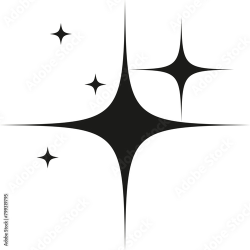 Modern black star shapes with twinkling details vector design