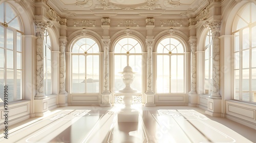 a captivating AI image featuring a symmetrical layout of a luxurious room with 18th-century design elements