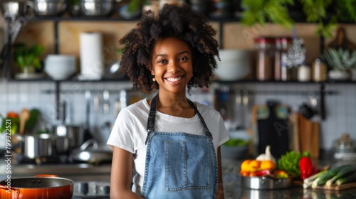 A Woman Smiling in the Kitchen