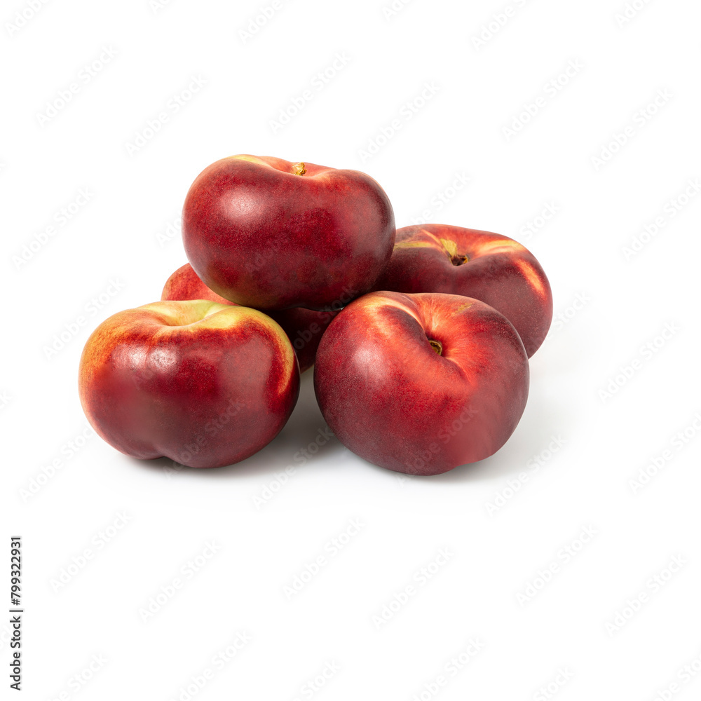 Set of fresh five whole plum fruit isolated on white background. clipping path included.