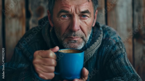 Man Holding a Warm Cup