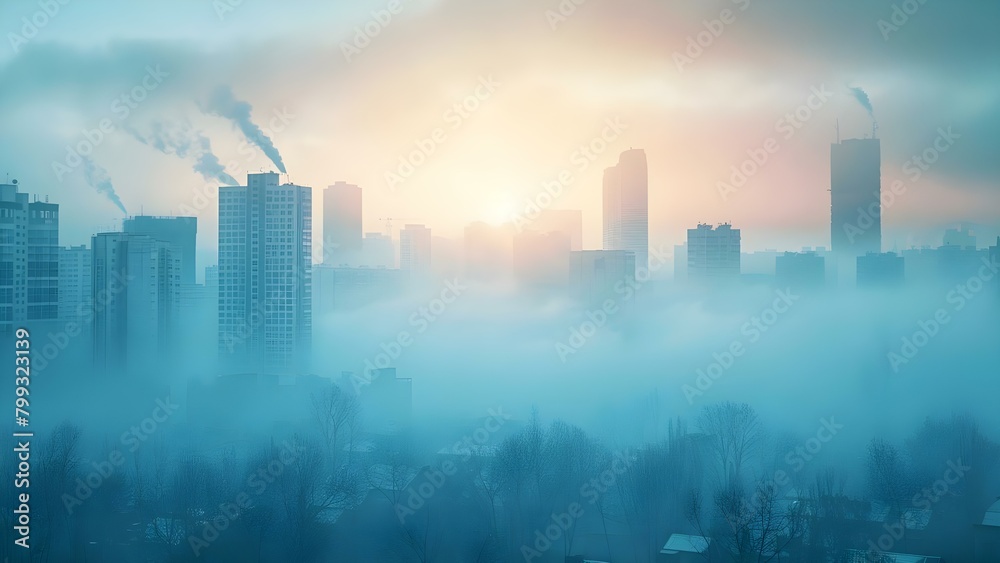 Industrial City in Crisis: Toxic Smog Leads to Respiratory Diseases. Concept Environmental Pollution, Health Crisis, Toxic Smog, Industrial City, Respiratory Diseases