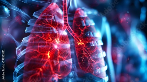 Treatment of Lung Inflammation and Respiratory Conditions in Hospital Settings. Concept Lung inflammation, Respiratory conditions, Hospital treatment, Pulmonary care, Critical care, photo