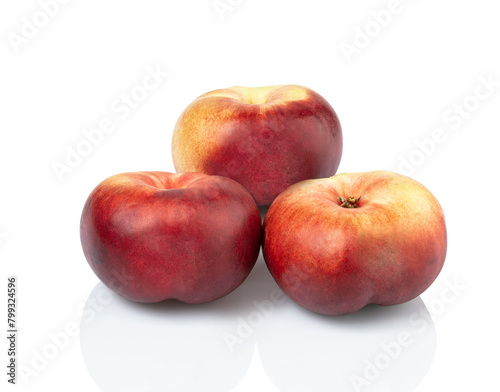 Set of fresh three whole plum fruit isolated on white background. clipping path included.