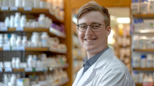 Smiling Pharmacist in White Coat © Alena
