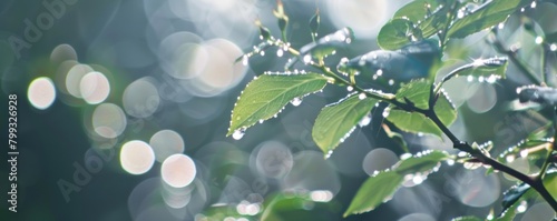 Blurred background of rainwater dripping and forming abstract sparkles