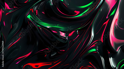 Vibrant Abstract Swirls in Red, Green, and Black photo
