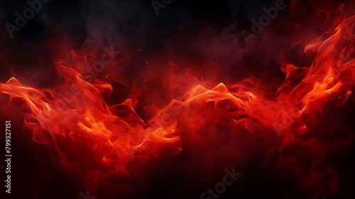 Vibrant Red Smoke Swirls Against Dramatic Black Background, Creating Striking Visual Impact