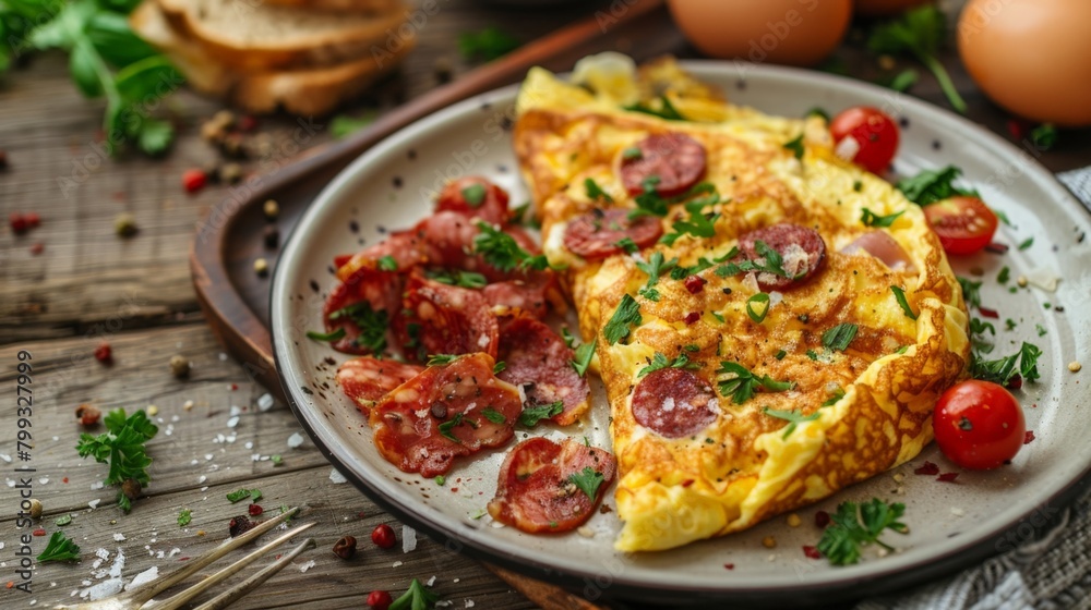 Plate of eggs and tomatoes