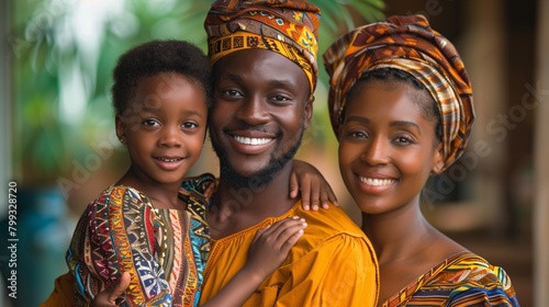 portrait of African family in ethnic clothes 