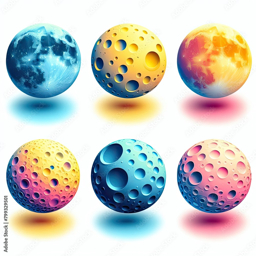 Planets in cartoon style illustration on white background Planets in cartoon style illustration on white background