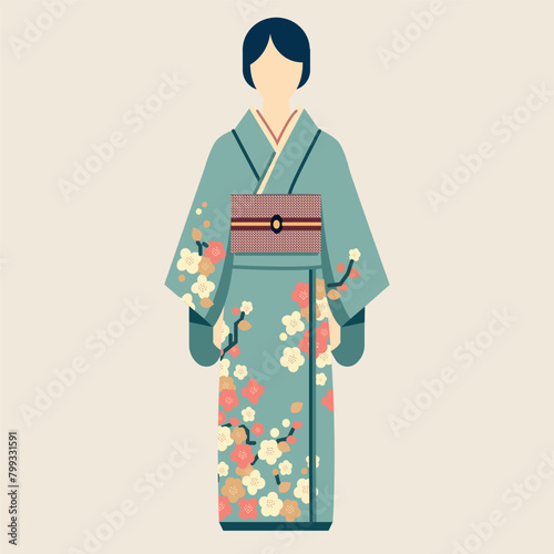 Kimono japones vector 2d colores planos  photo