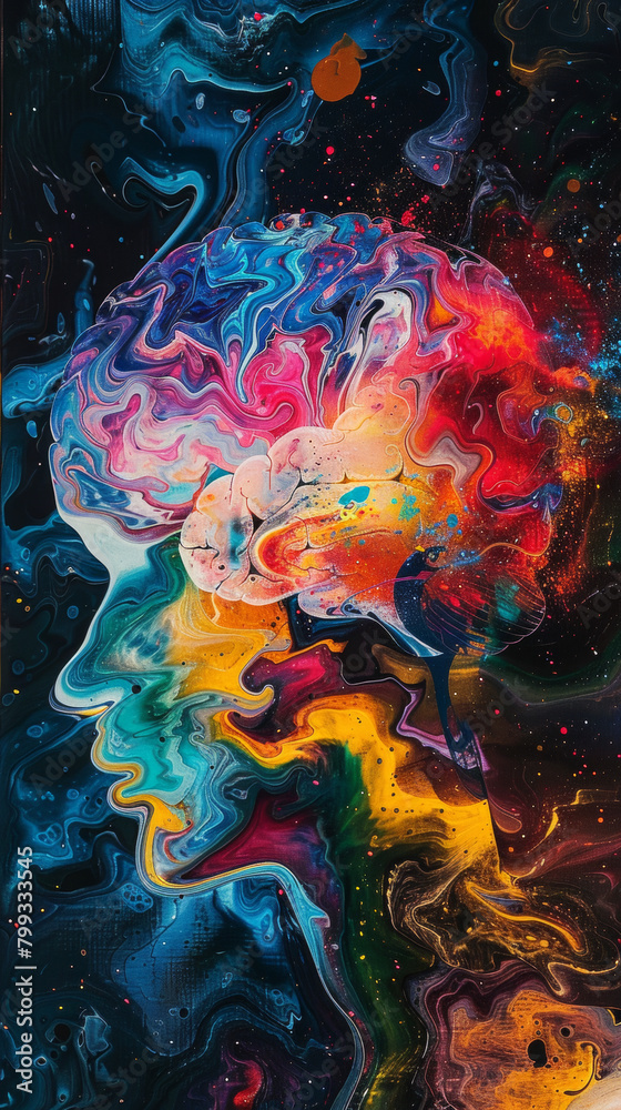 Obraz premium Abstract vibrant colors art painting acrylic portrait