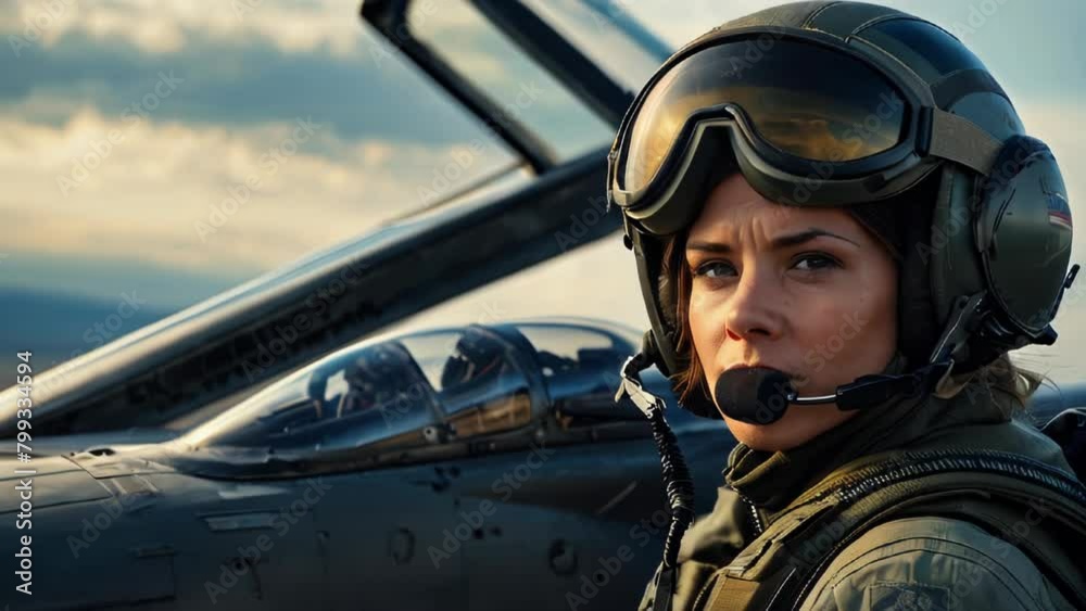 Military fighter jet woman pilot portrait Military fighter jet woman pilot portrait